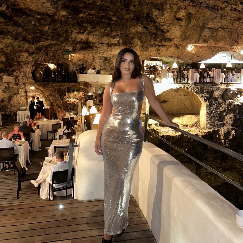 Meshki Adoria Sequin Cut Out Maxi Dress